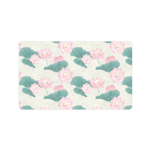 Pink lotus waterlily leaves pattern Doormat