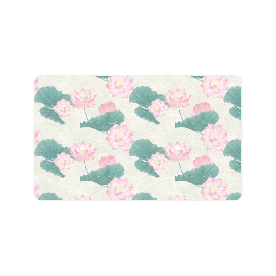 Pink lotus waterlily leaves pattern Doormat