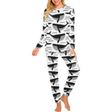 Black whale pattern Women's All Over Print Pajama Set