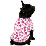 pink sketch tulip pattern All Over Print Pet Dog Round Neck Fuzzy Shirt