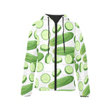 cucumber whole slices pattern Women's Padded Hooded Jacket