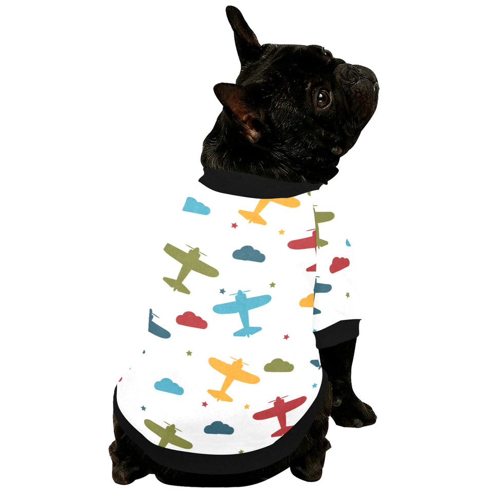 Airplane star cloud colorful All Over Print Pet Dog Round Neck Fuzzy Shirt