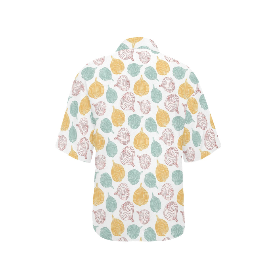 colorful onions white background Women's All Over Print Hawaiian Shirt