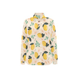 lemon flower leave pattern Women's Long Sleeve Polo Shirt