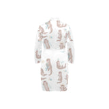 Cute sea otters pattern Men's Long Sleeve Belted Night Robe