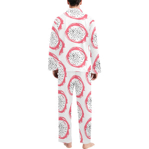 Hand drawn dragon fruit Men's Long Pajama Set