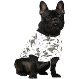 Boston terrier dog hearts vector pattern All Over Print Pet Dog Round Neck Fuzzy Shirt