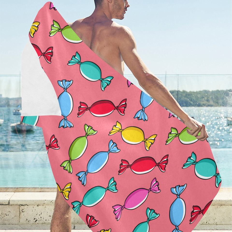 Colorful wrapped candy pattern Beach Towel