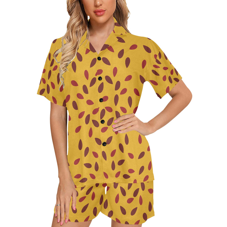 Passion fruit texture Women's V-Neck Short Pajama Set