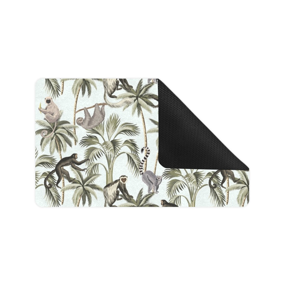 Monkey sloth lemur palm trees pattern Doormat