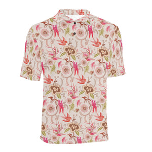 Swallow Pattern Print Design 01 Men's All Over Print Polo Shirt