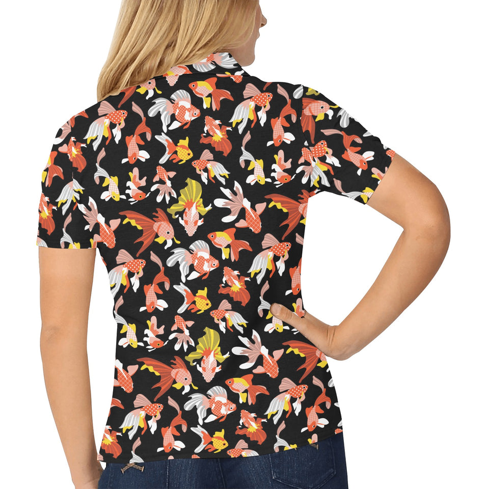 Goldfish Pattern Print Design 03 Women's All Over Print Polo Shirt