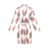 papaya pattern Women's Long Sleeve Belted Night Robe