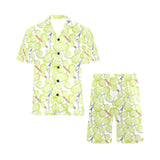 Tennis Pattern Print Design 01 Men's V-Neck Short Pajama Set