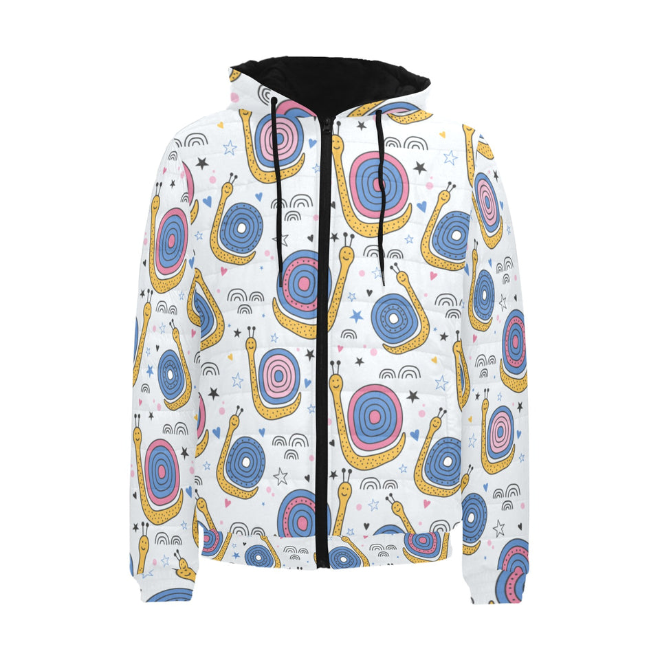 Snail Pattern Print Design 05 Men's Padded Hooded Jacket