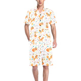 cute tribal fox pattern Men's V-Neck Short Pajama Set