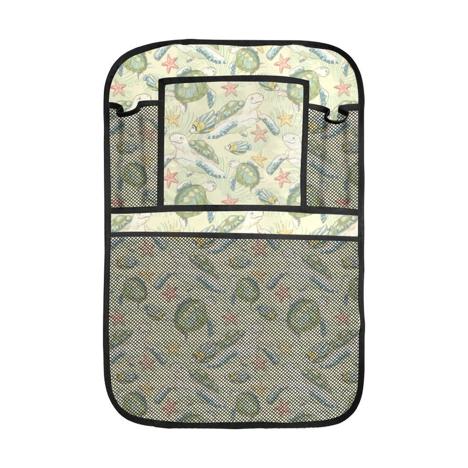 Hand drawn sea turtle fish pattern Car Seat Back Organizer