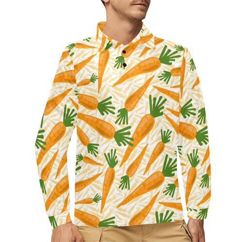 Carrot Pattern Print Design 01 Men's Long Sleeve Polo Shirt