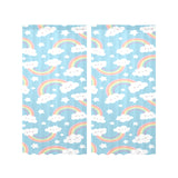 Cute rainbow clound star pattern blue background Gauze Curtain