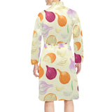 Onion garlic white red pattern Men's Long Sleeve Belted Night Robe