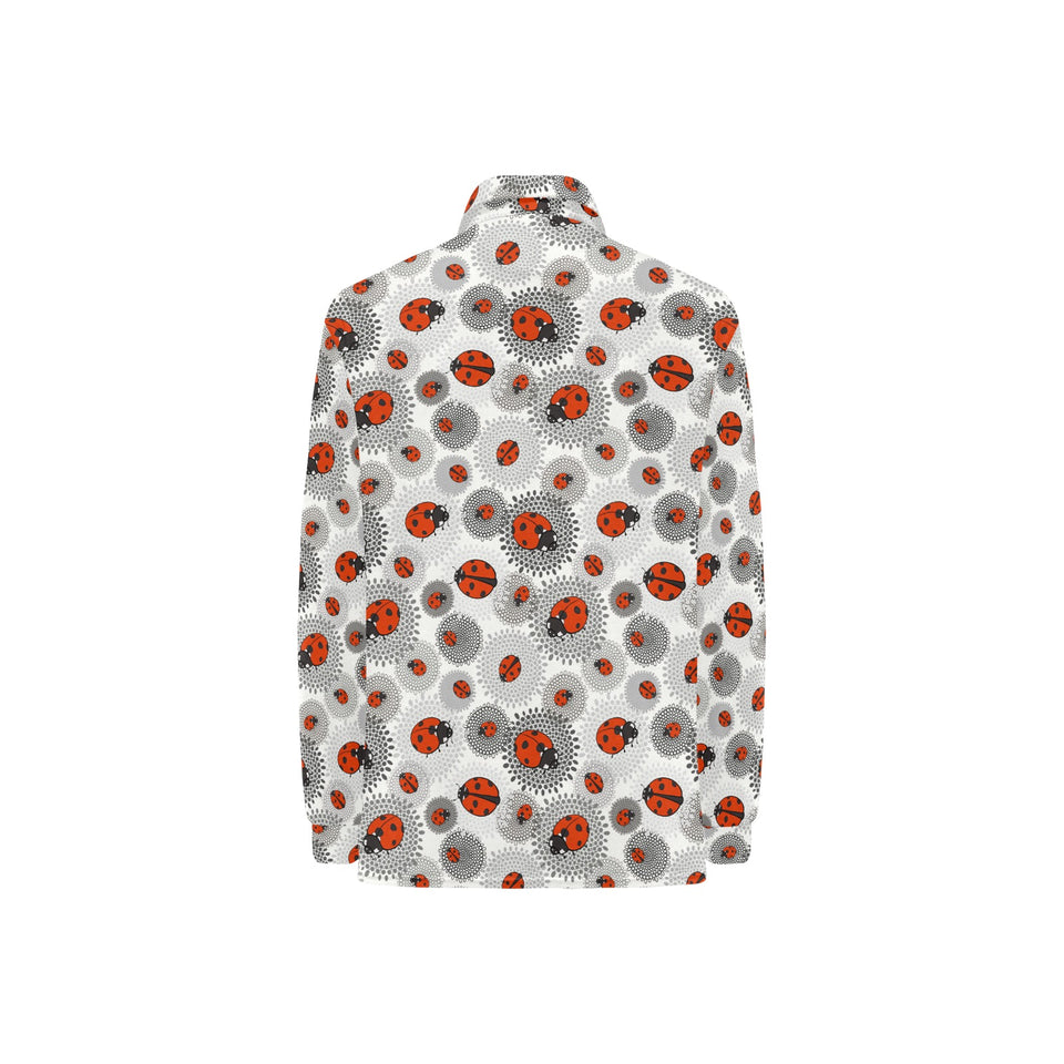 Ladybug Pattern Print Design 05 Women's Long Sleeve Polo Shirt