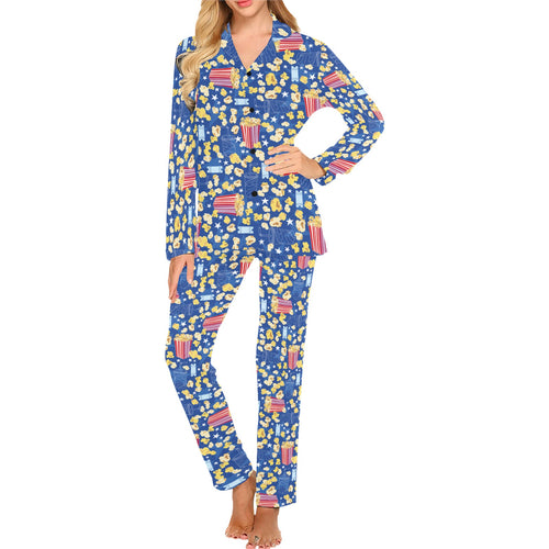 Popcorn Pattern Print Design 01 Women's Long Pajama Set