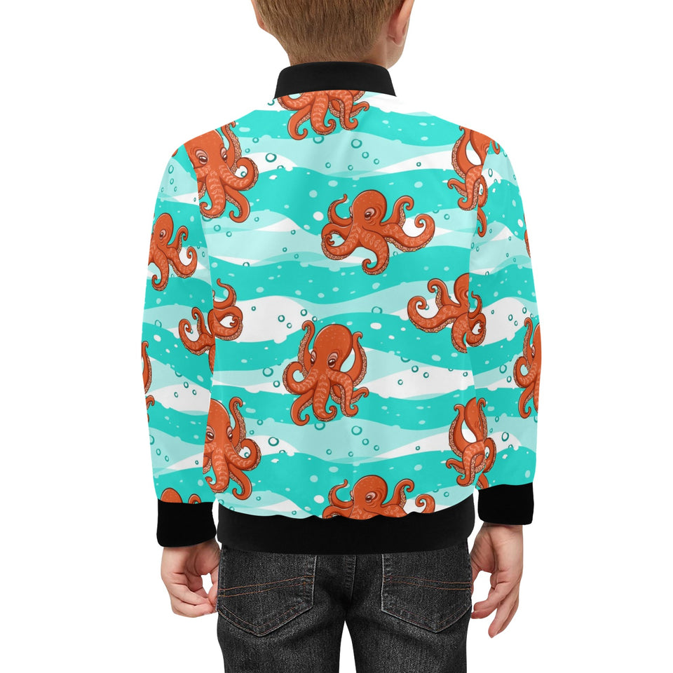 Octopuses sea wave background Kids' Boys' Girls' Bomber Jacket