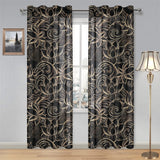 luxurious gold lotus waterlily black background Gauze Curtain
