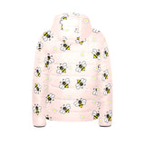 Cute bee flower pattern pink background Kids' Boys' Girls' Padded Hooded Jacket