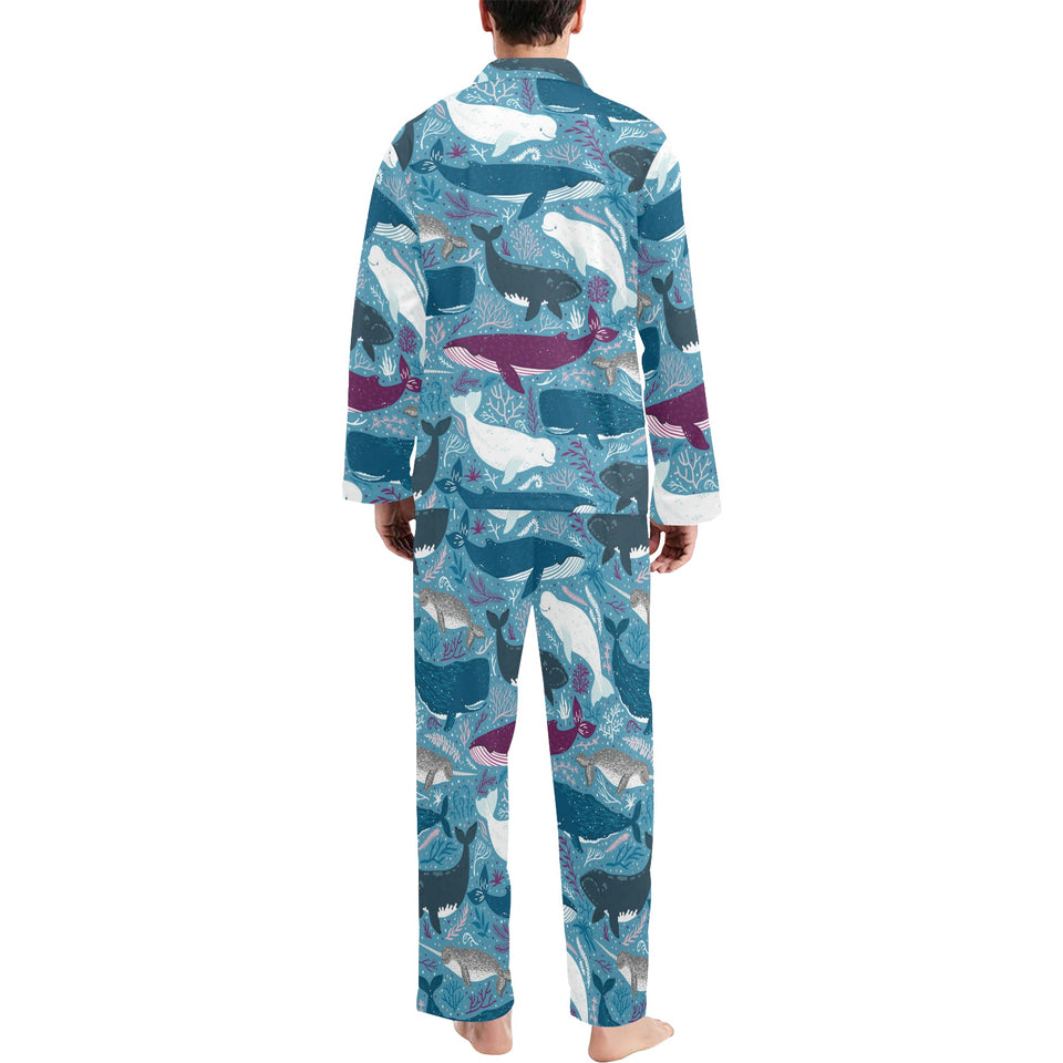 Whale design pattern Men's Long Pajama Set