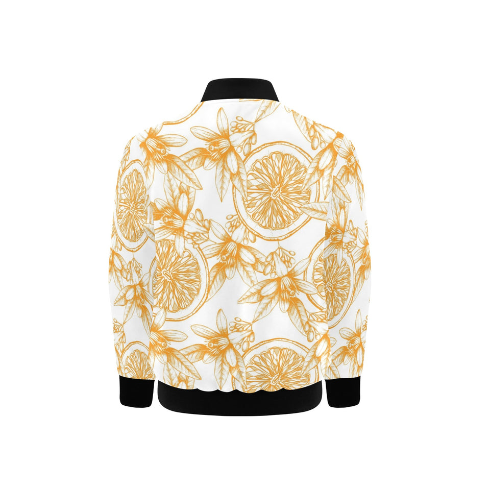 hand drawn orange fruit pattern Kids' Boys' Girls' Bomber Jacket