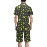 Alien Pattern Print Design 02 Men's V-Neck Short Pajama Set