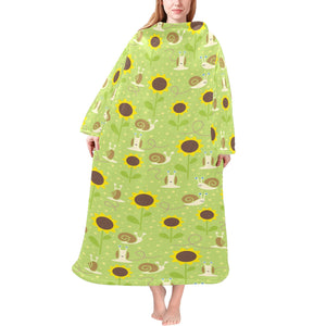 Snail Pattern Print Design 01 Blanket Robe with Sleeves