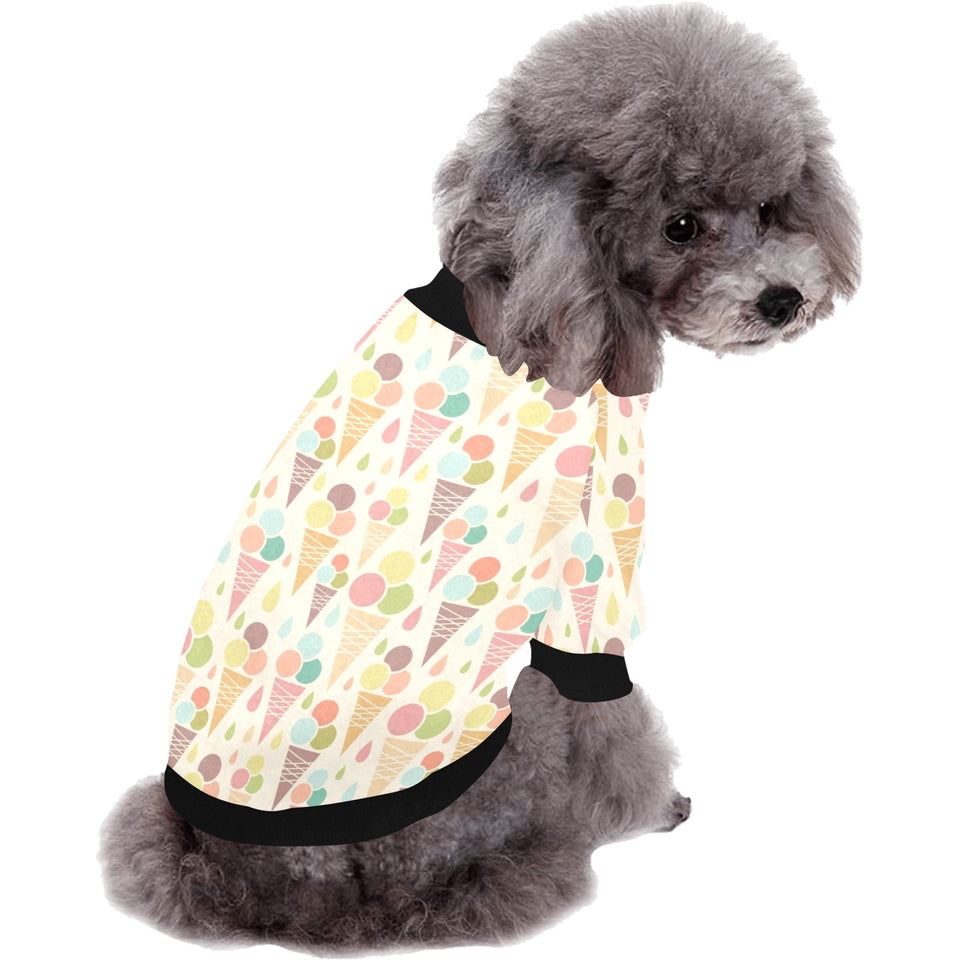 Ice cream cone pattern All Over Print Pet Dog Round Neck Fuzzy Shirt