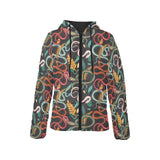 Colorful snake plant pattern Women's Padded Hooded Jacket