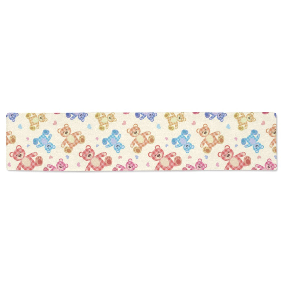 Teddy Bear Pattern Print Design 05 Table Runner