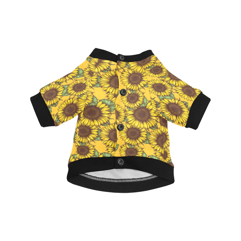 Sunflower pattern All Over Print Pet Dog Round Neck Fuzzy Shirt