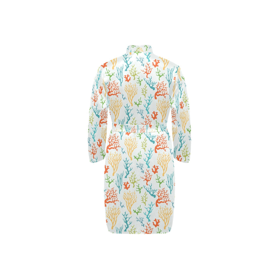 Coral Reef Pattern Print Design 02 Men's Long Sleeve Belted Night Robe