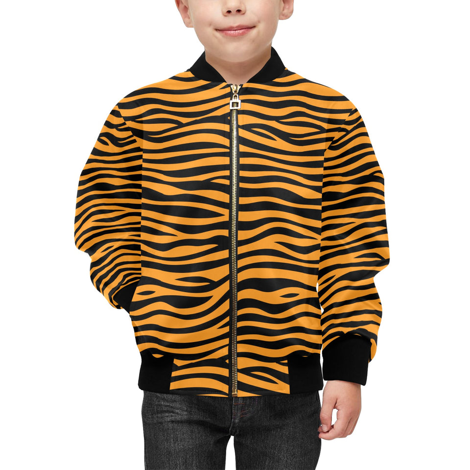 Bengal tigers skin print pattern background Kids' Boys' Girls' Bomber Jacket