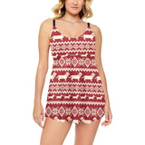 Dachshund Nordic pattern Chest Sexy Pleated Two Piece Swim Dress
