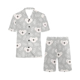 Cute koala leaves pattern Men's V-Neck Short Pajama Set