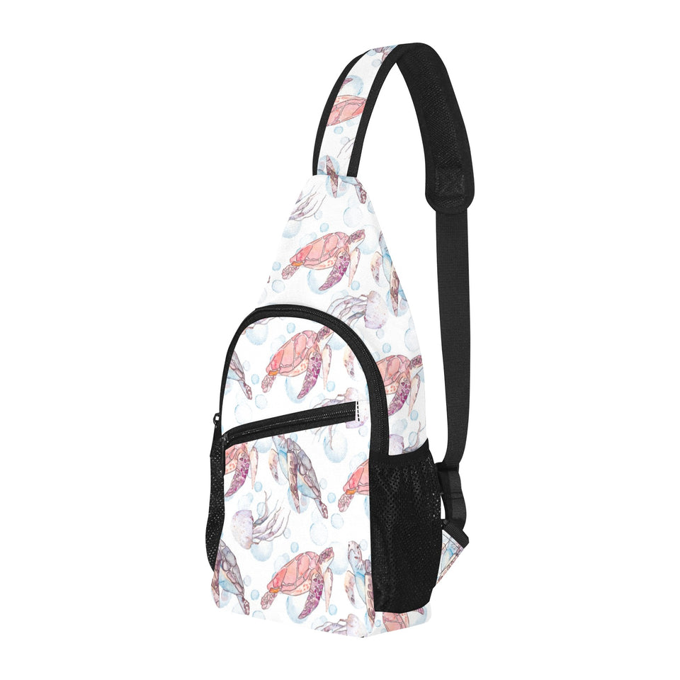 Watercolor sea turtle jellyfish pattern All Over Print Chest Bag