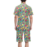 Gear Pattern Print Design 03 Men's V-Neck Short Pajama Set