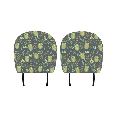 Cute owls leaves pattern Car Headrest Cover