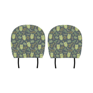 Cute owls leaves pattern Car Headrest Cover