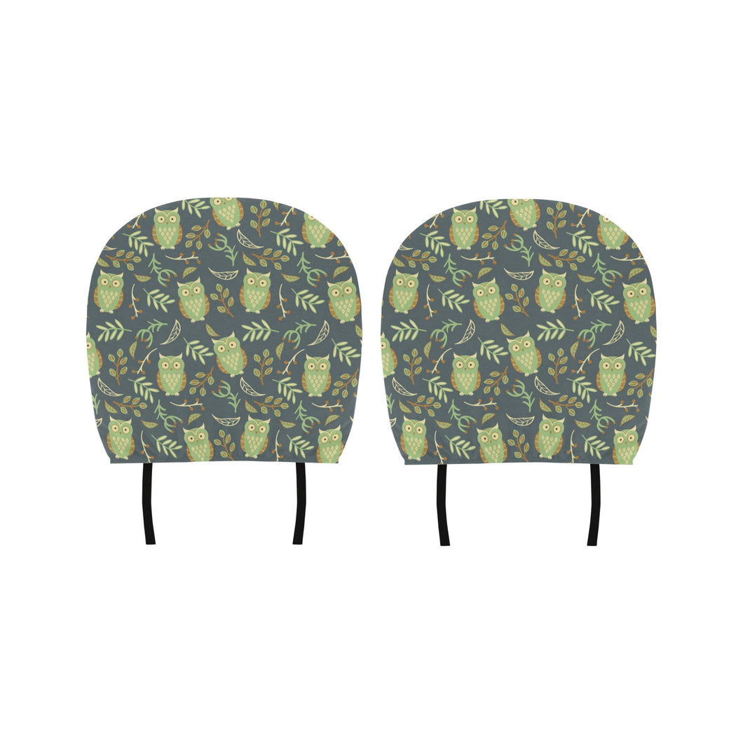 Cute owls leaves pattern Car Headrest Cover