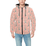 Eiffel Tower Flower Pattern Design 03 Men's Padded Hooded Jacket