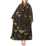 Gold peacock feather pattern Blanket Robe with Sleeves