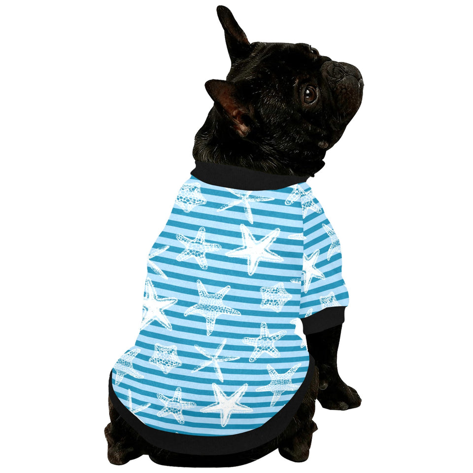 Starfish blue blackground All Over Print Pet Dog Round Neck Fuzzy Shirt