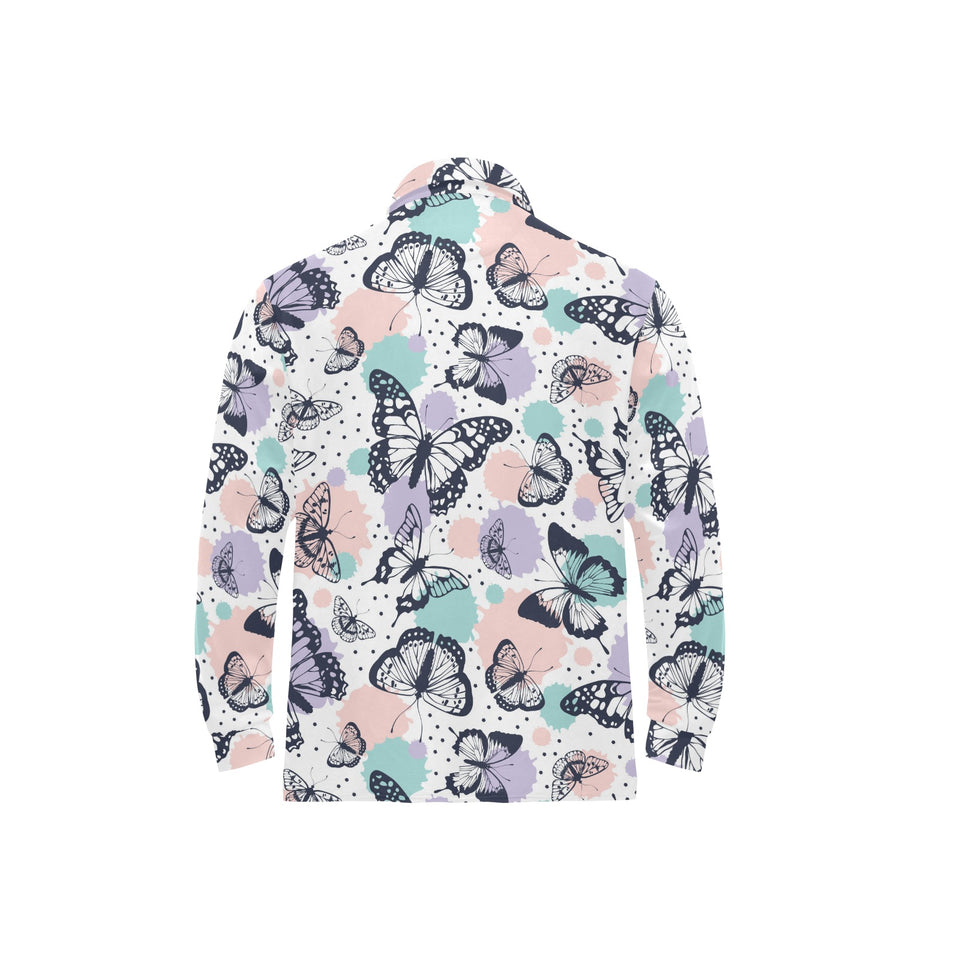 Butterfly pattern Men's Long Sleeve Polo Shirt